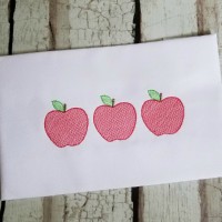Apple Trio Sketch Embroidery Design